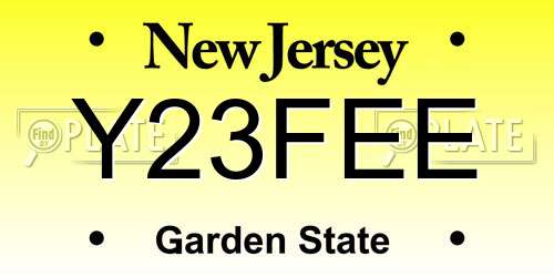 Y23FEE New Jersey License Plate