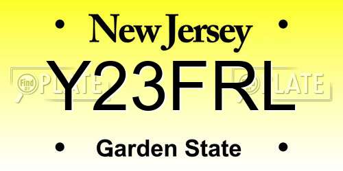 Y23FRL New Jersey License Plate
