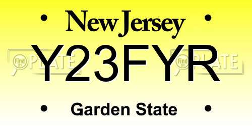 Y23FYR New Jersey License Plate
