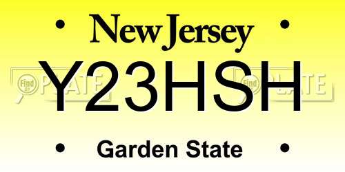 Y23HSH New Jersey License Plate