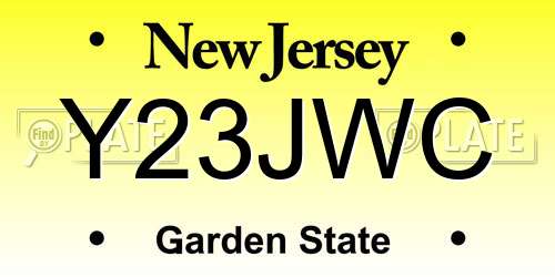 Y23JWC New Jersey License Plate