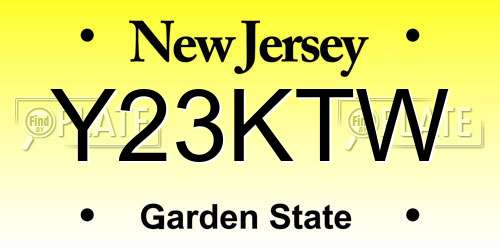Y23KTW New Jersey License Plate