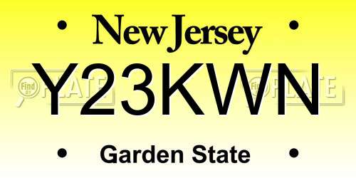 Y23KWN New Jersey License Plate