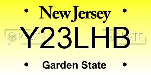 Y23LHB New Jersey License Plate
