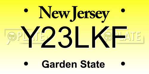 Y23LKF New Jersey License Plate