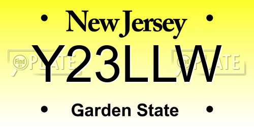 Y23LLW New Jersey License Plate