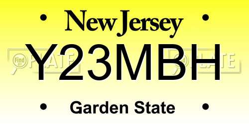 Y23MBH New Jersey License Plate