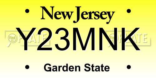 Y23MNK New Jersey License Plate