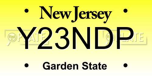 Y23NDP New Jersey License Plate