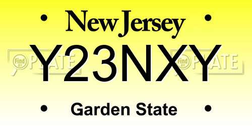 Y23NXY New Jersey License Plate