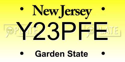 Y23PFE New Jersey License Plate