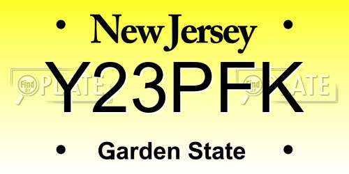 Y23PFK New Jersey License Plate