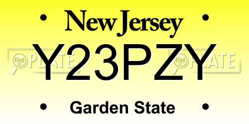 Y23PZY New Jersey License Plate