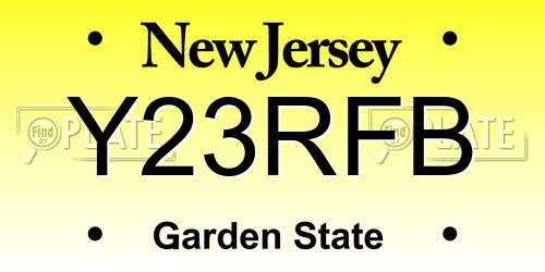 Y23RFB New Jersey License Plate