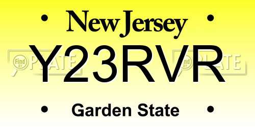 Y23RVR New Jersey License Plate