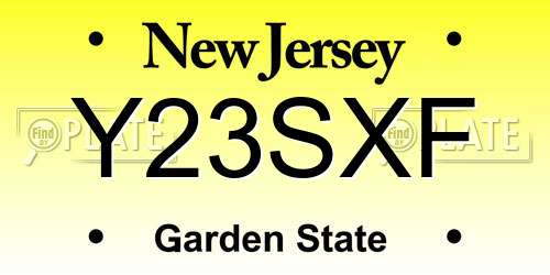 Y23SXF New Jersey License Plate