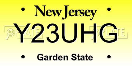 Y23UHG New Jersey License Plate