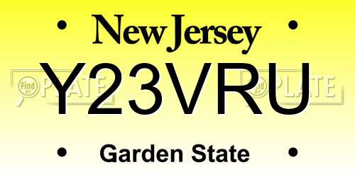Y23VRU New Jersey License Plate