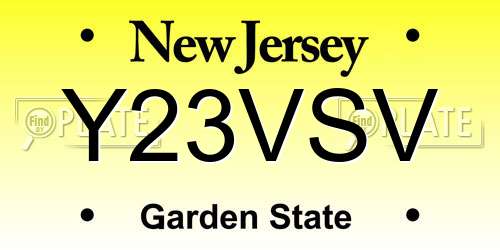 Y23VSV New Jersey License Plate