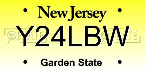 Y24LBW New Jersey License Plate