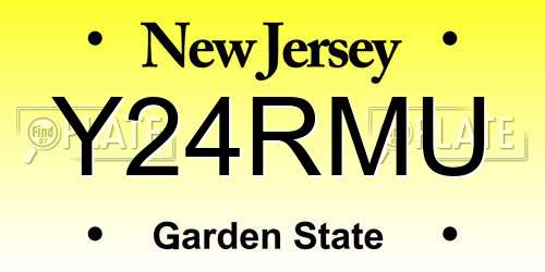 Y24RMU New Jersey License Plate