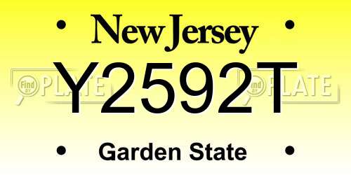 Y2592T New Jersey License Plate