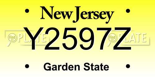 Y2597Z New Jersey License Plate