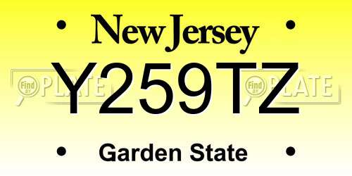 Y259TZ New Jersey License Plate