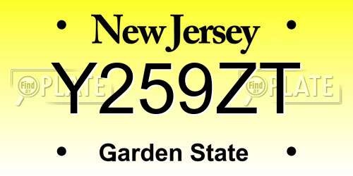 Y259ZT New Jersey License Plate