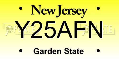 Y25AFN New Jersey License Plate