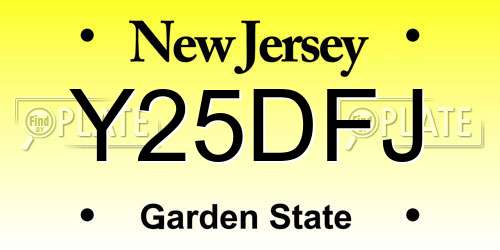 Y25DFJ New Jersey License Plate