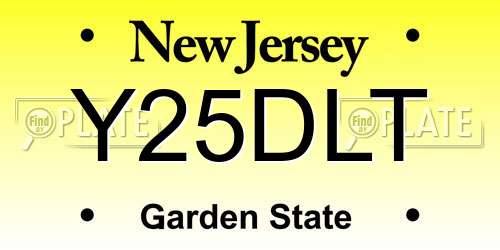 Y25DLT New Jersey License Plate