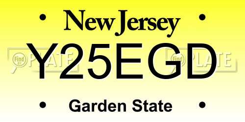 Y25EGD New Jersey License Plate