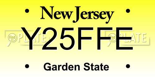 Y25FFE New Jersey License Plate
