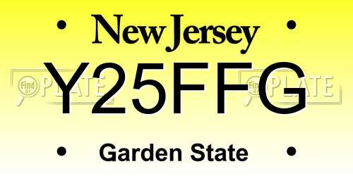 Y25FFG New Jersey License Plate