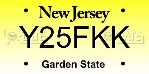 Y25FKK New Jersey License Plate