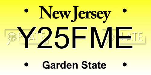 Y25FME New Jersey License Plate