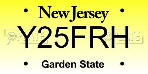 Y25FRH New Jersey License Plate