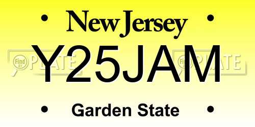 Y25JAM New Jersey License Plate