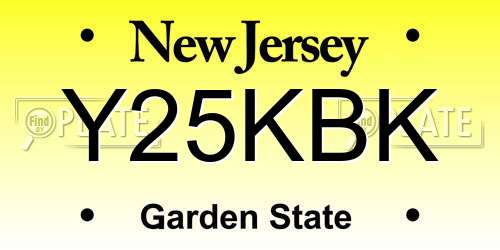 Y25KBK New Jersey License Plate