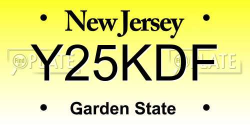 Y25KDF New Jersey License Plate