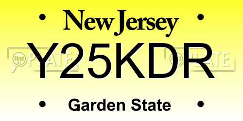 Y25KDR New Jersey License Plate