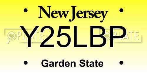 Y25LBP New Jersey License Plate
