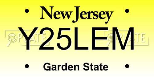 Y25LEM New Jersey License Plate