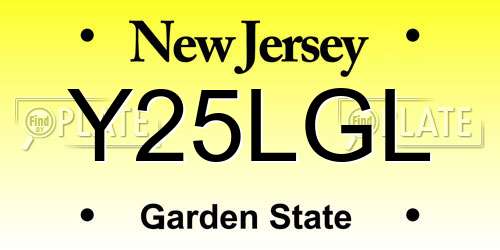 Y25LGL New Jersey License Plate