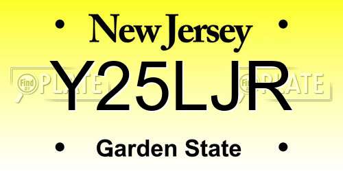 Y25LJR New Jersey License Plate