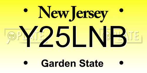 Y25LNB New Jersey License Plate