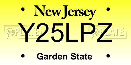 Y25LPZ New Jersey License Plate