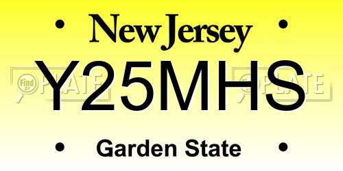 Y25MHS New Jersey License Plate