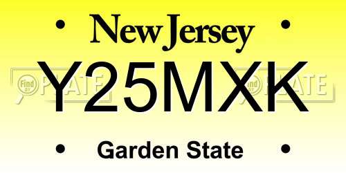 Y25MXK New Jersey License Plate